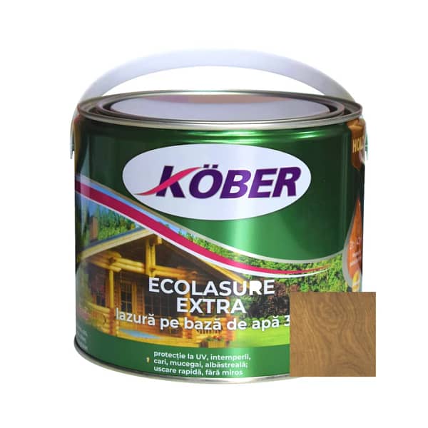 Lac Lazura 3 in 1 Kober Ecolasure Extra Culoarea Alun 2.5L pentru lemn interior si exterior