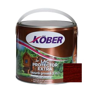 Lac Lazură 3 în 1 Kober Extra Mahon Închis 2.5L pentru protecție lemn interior și exterior