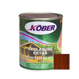 Recipient Lac Lazură Kober Ecolasure Extra Castan 0.75L, pentru protecția și decorarea lemnului, disponibil în magazinul de bricolaj din Tășnad, Satu Mare