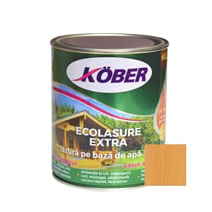 Ambalajul produsului Lac Lazură 3 în 1 Kober Ecolasure Extra pentru Lemn, nuanța Tec, 0.75L – vedere frontală cu eticheta vizibilă