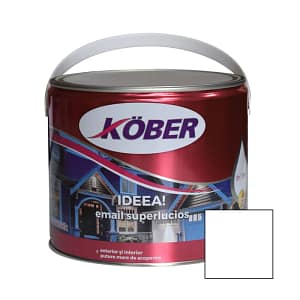 Vopsea Email Alchidic Kober Ideea Alb Polar 2.5L pentru lemn, metal și zidărie, interior și exterior