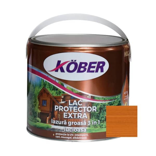 Lac Lazură 3 în 1 Kober Extra Tec Teak 2.5L pentru lemn interior și exterior