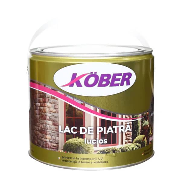 Recipient mare de Lac Alchidic Incolor pentru Piatră Kober 2.5L, cu imagine a unei suprafețe de piatră naturală protejată, cu aspect curat și natural.