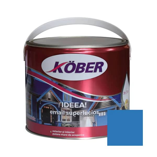 Vopsea email alchidic Kober Ideea, Albastru Luminos, 2.5L pentru lemn și metal, interior/exterior