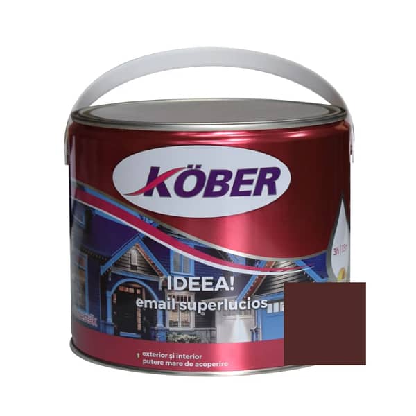 Vopsea email alchidic Kober Ideea brun RAL 8017 2.5L interior exterior lucioasa pentru lemn si metal